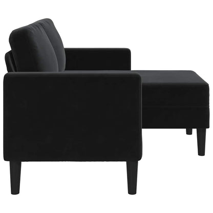 2-Sitzer-Sofa mit Chaiselongue L-förmig Schwarz 125 cm Samt