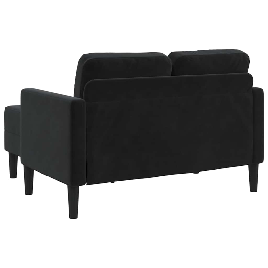 2-Sitzer-Sofa mit Chaiselongue L-förmig Schwarz 125 cm Samt