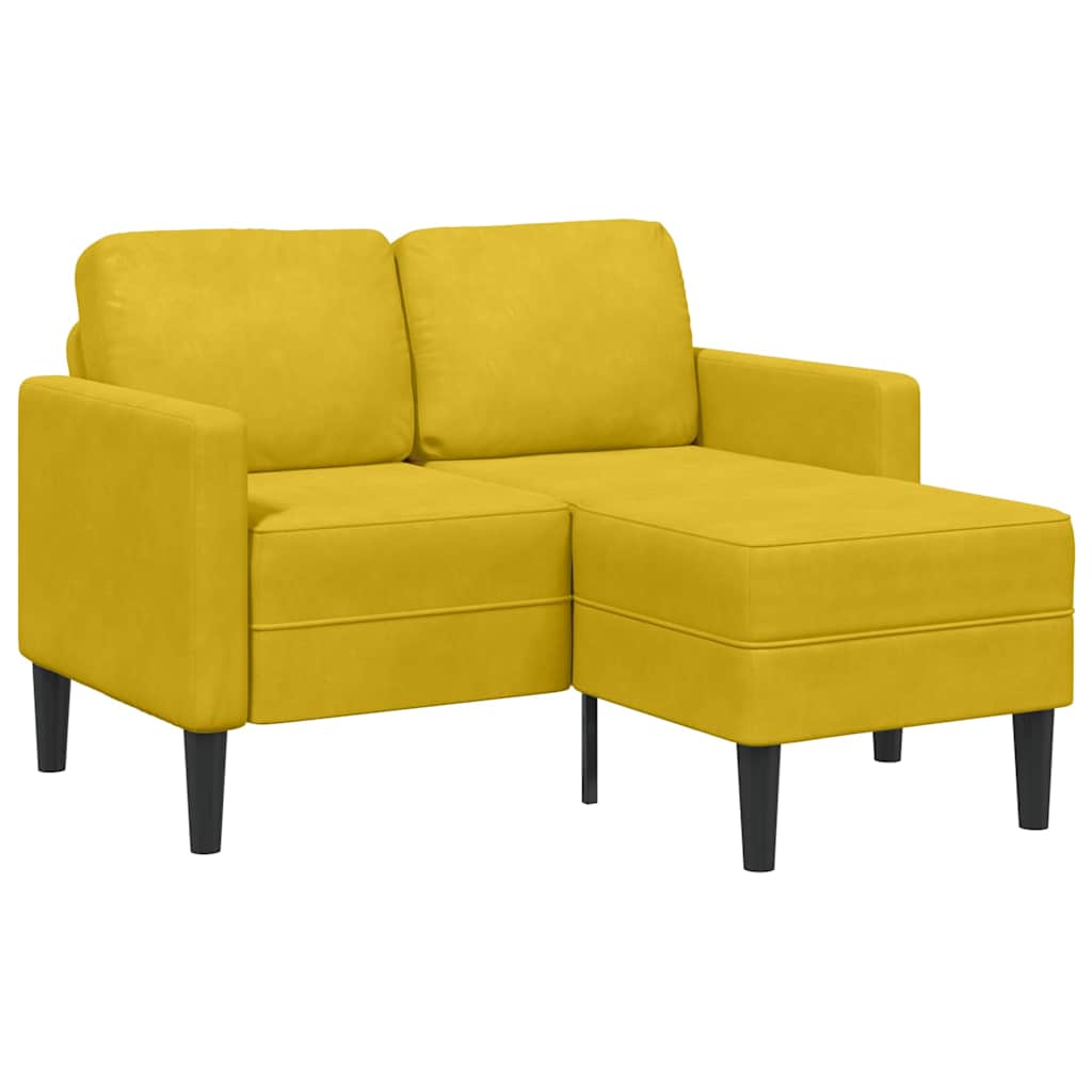2-Sitzer-Sofa mit Chaiselongue L-Form Gelb 125 cm Samt
