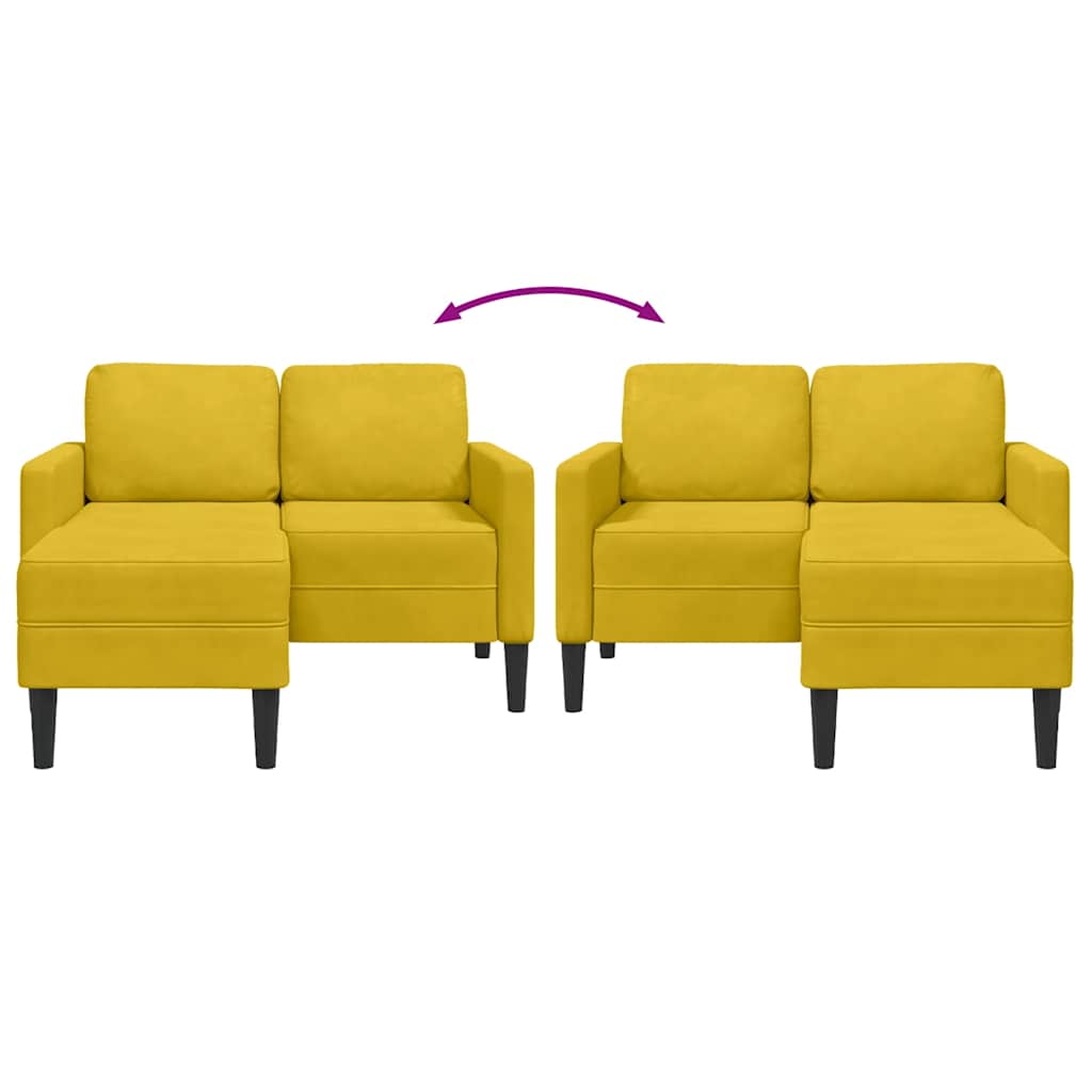 2-Sitzer-Sofa mit Chaiselongue L-Form Gelb 125 cm Samt