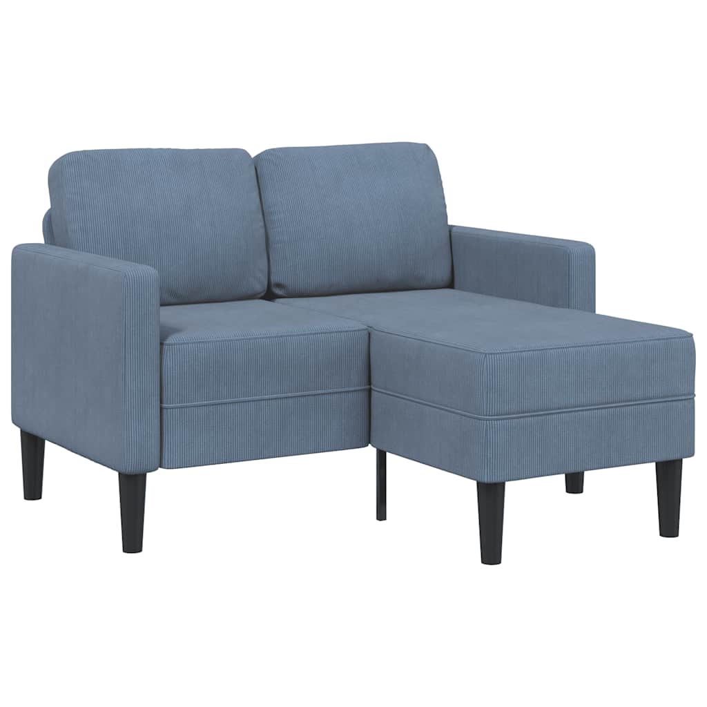 vidaXL Canapé 2 places avec méridienne en L Bleu 125 cm Tissu