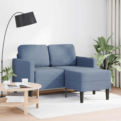 vidaXL Canapé 2 places avec méridienne en L Bleu 125 cm Tissu