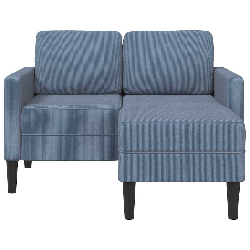 vidaXL Canapé 2 places avec méridienne en L Bleu 125 cm Tissu
