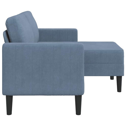 vidaXL Canapé 2 places avec méridienne en L Bleu 125 cm Tissu