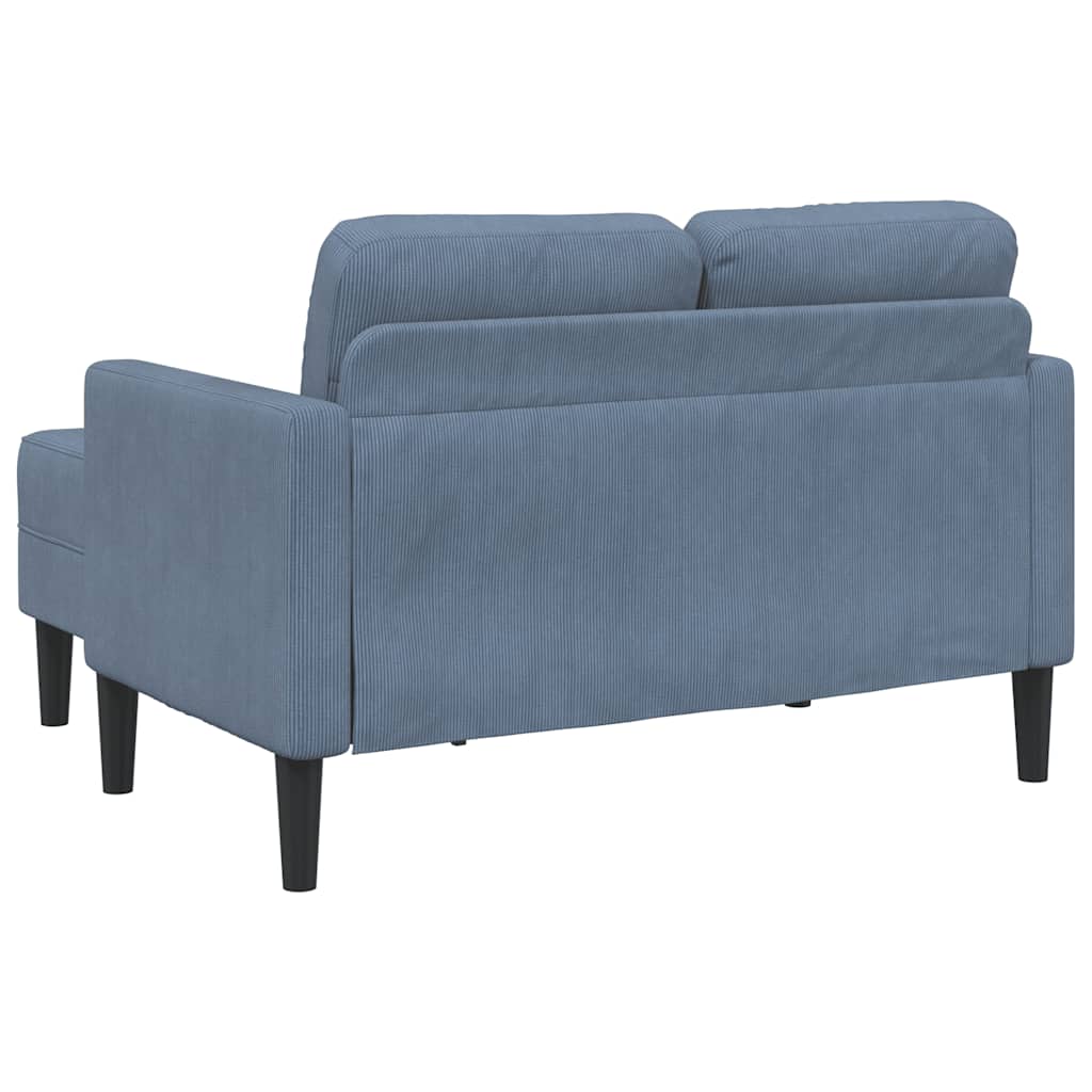 vidaXL Canapé 2 places avec méridienne en L Bleu 125 cm Tissu