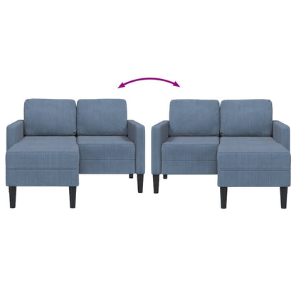 vidaXL Canapé 2 places avec méridienne en L Bleu 125 cm Tissu