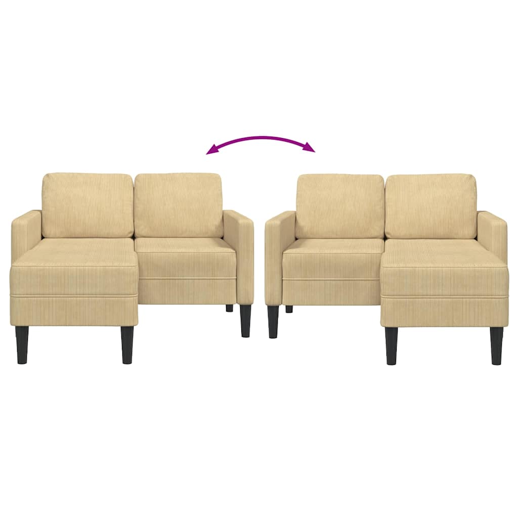 2-Sitzer-Sofa mit Chaiselongue L-Form Graugrün 125 cm Leinen