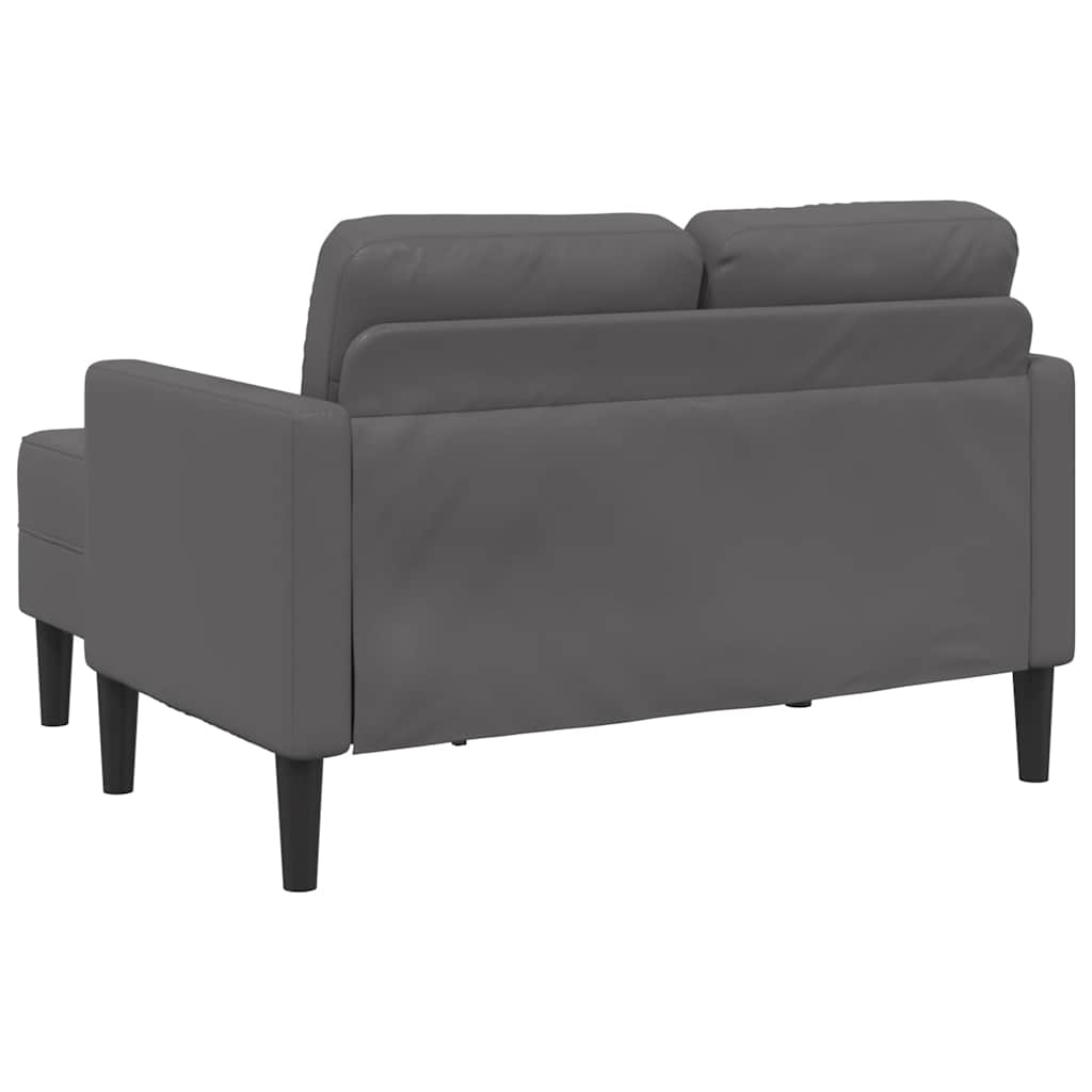 2-Sitzer-Sofa mit Chaiselongue L-Form Grau 125 cm Kunstleder