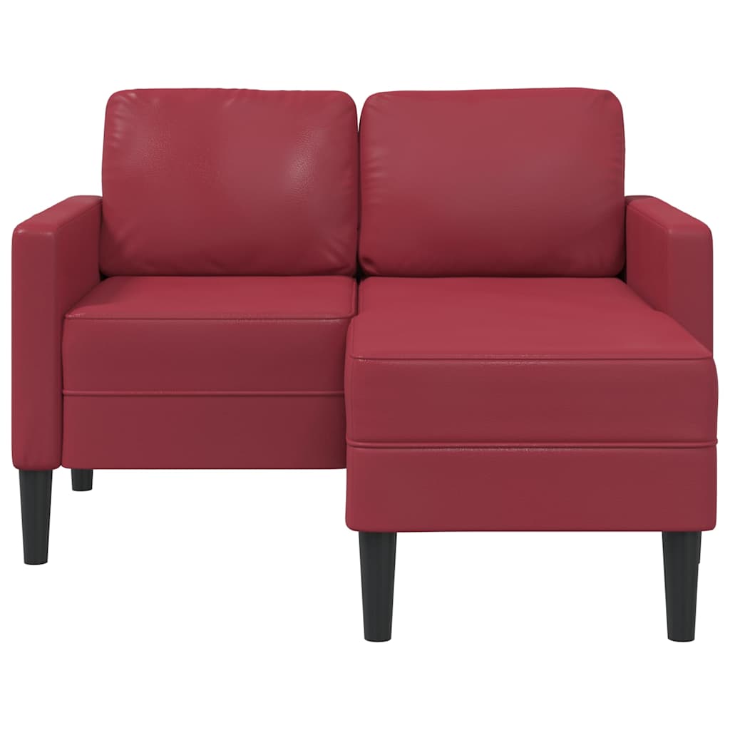 2-Sitzer-Sofa mit Chaiselongue L-Form Weinrot 125 cm Kunstleder