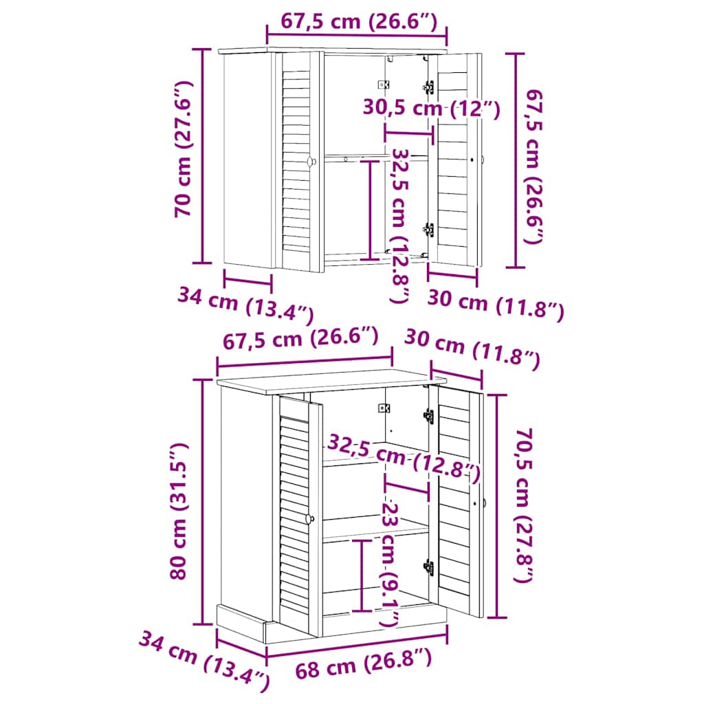 Badezimmermöbel-Set mit Regal VIGO 2 pcs Braun und Honigbraun