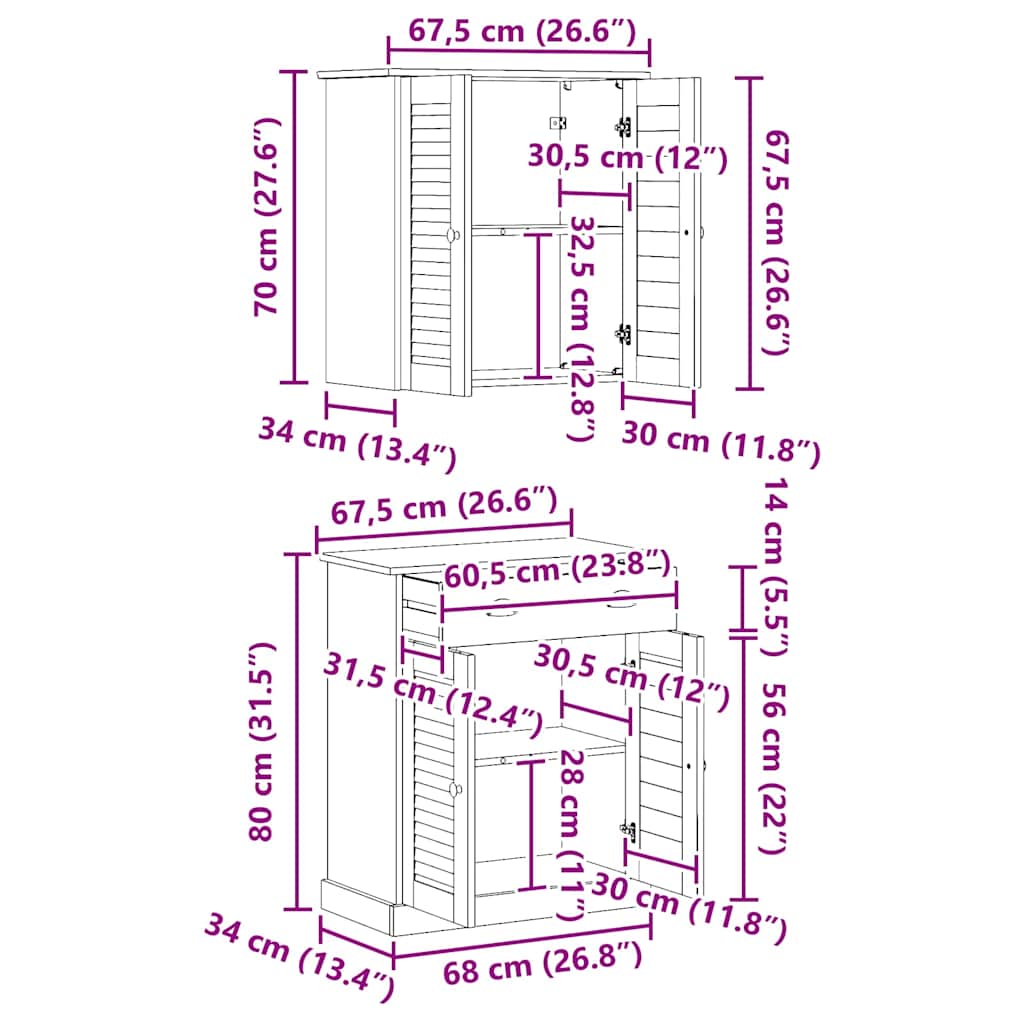 Badezimmermöbel-Set mit Regal VIGO 2 pcs Weiß und Antikweiß