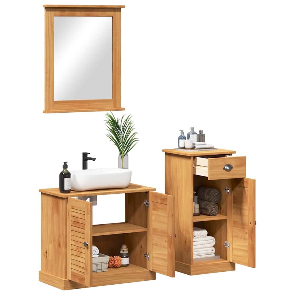vidaXL Ensemble de meubles de salle de bain VIGO 3 pcs marron miel, bois de pin massif