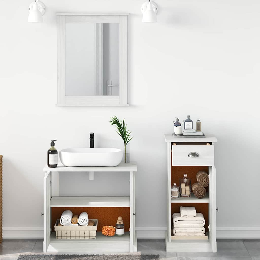 vidaXL Ensemble de meubles de salle de bain 3 pcs Blanc antique Bois de pin massif
