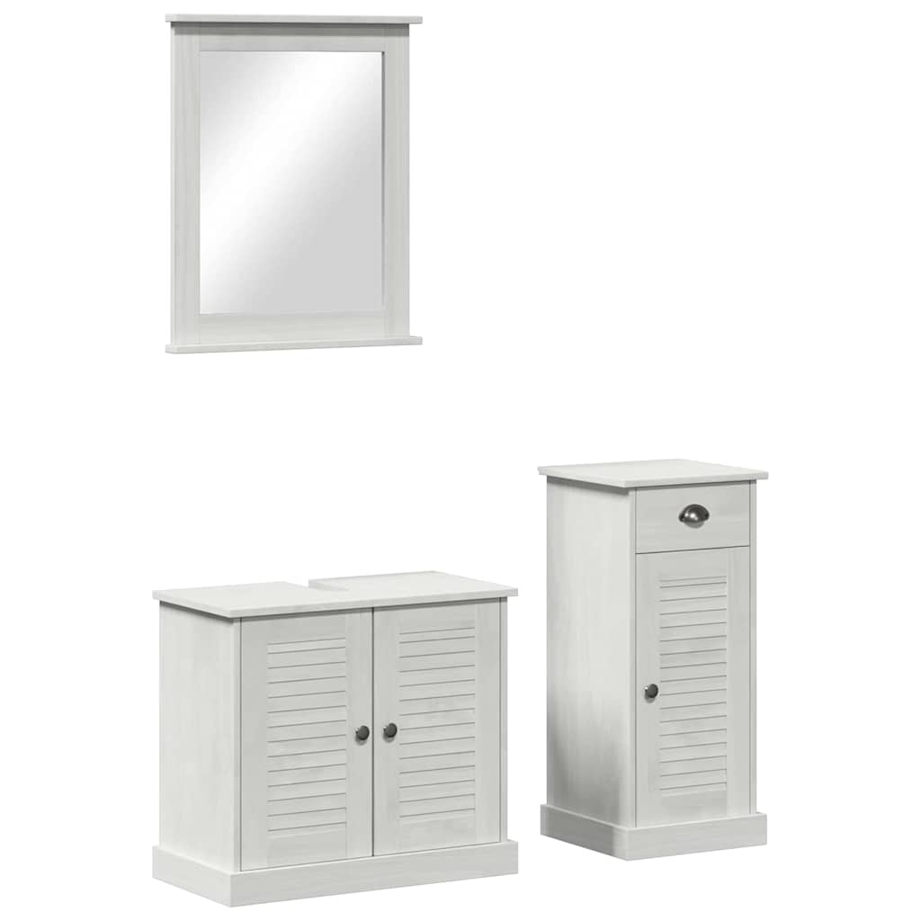 vidaXL Ensemble de meubles de salle de bain 3 pcs Blanc antique Bois de pin massif