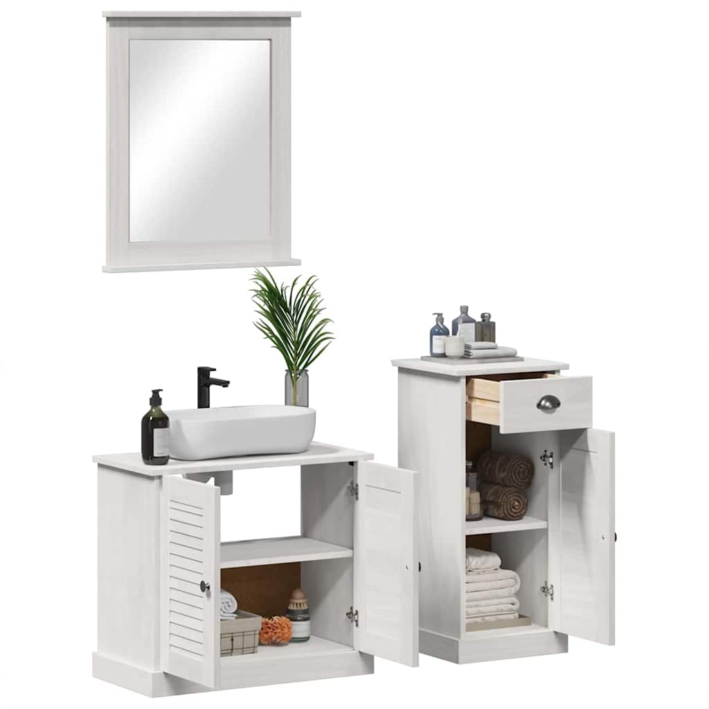 vidaXL Ensemble de meubles de salle de bain 3 pcs Blanc antique Bois de pin massif