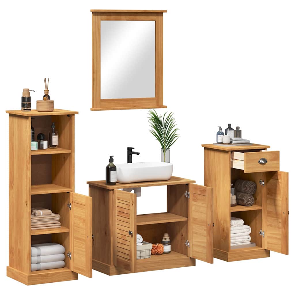 vidaXL Ensemble de meubles de salle de bain VIGO 4 pcs Marron miel Bois de pin massif