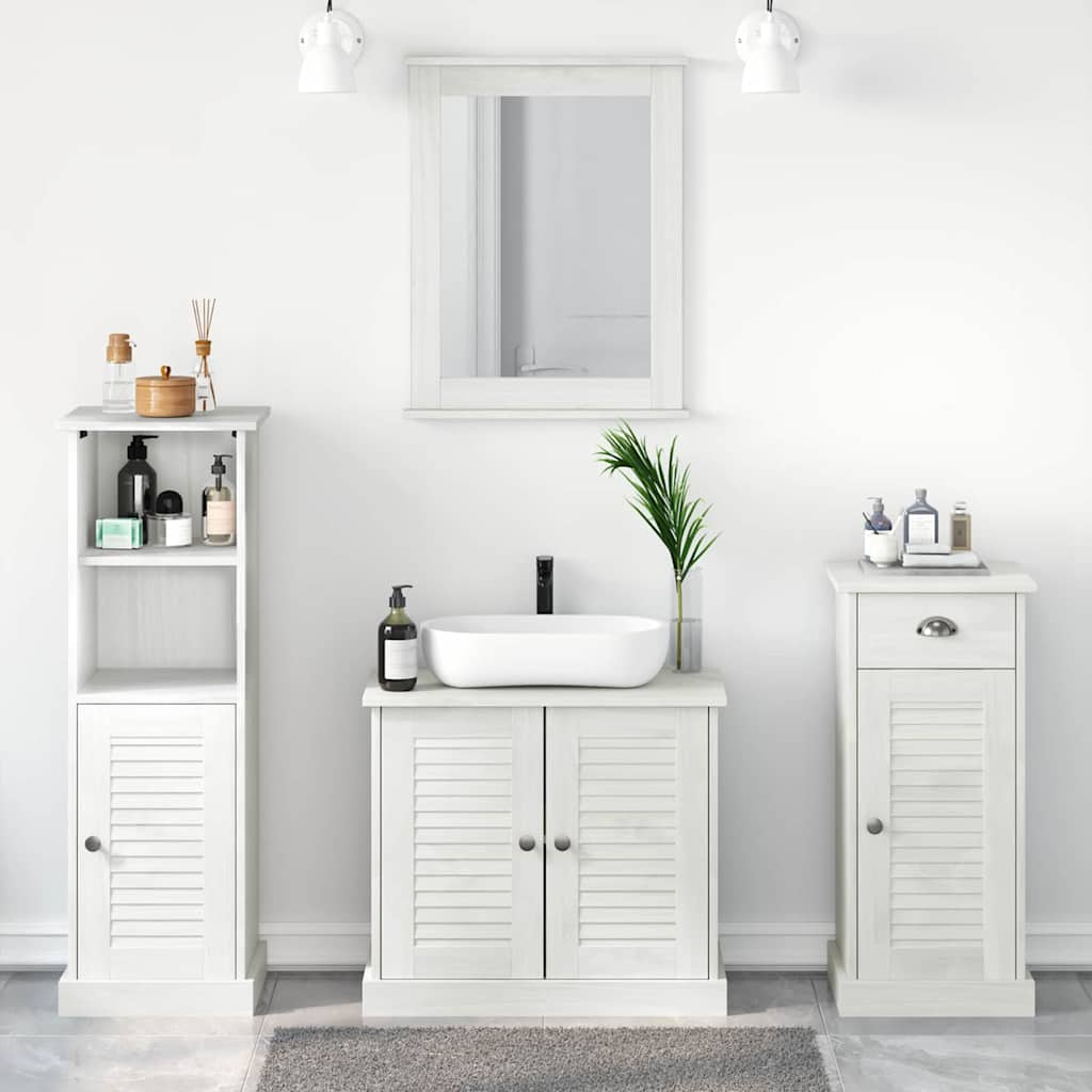 vidaXL Ensemble de meubles de salle de bain 4 pcs Blanc antique Bois de pin massif