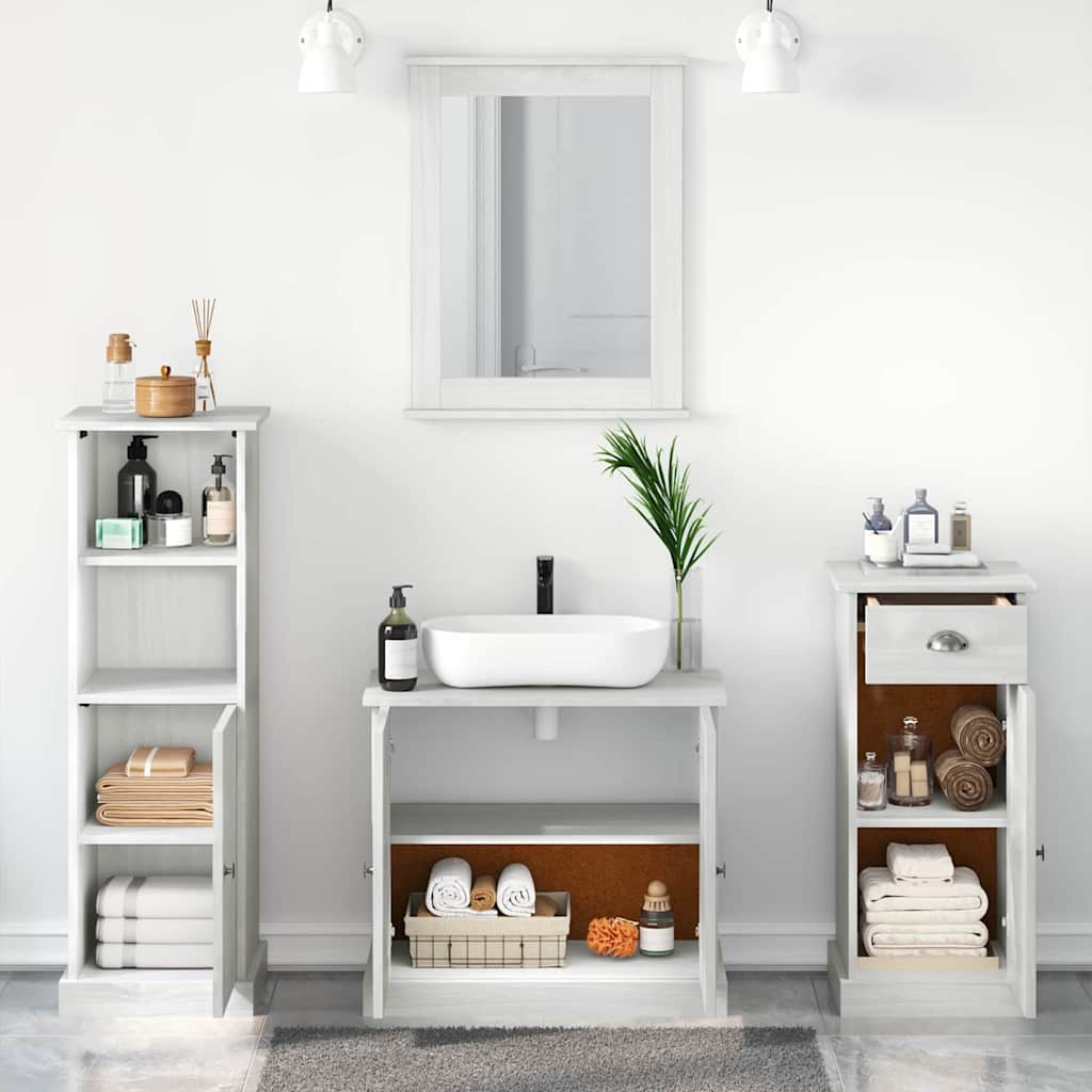 vidaXL Ensemble de meubles de salle de bain 4 pcs Blanc antique Bois de pin massif