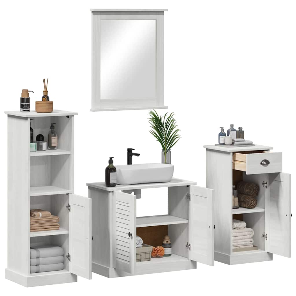 vidaXL Ensemble de meubles de salle de bain 4 pcs Blanc antique Bois de pin massif