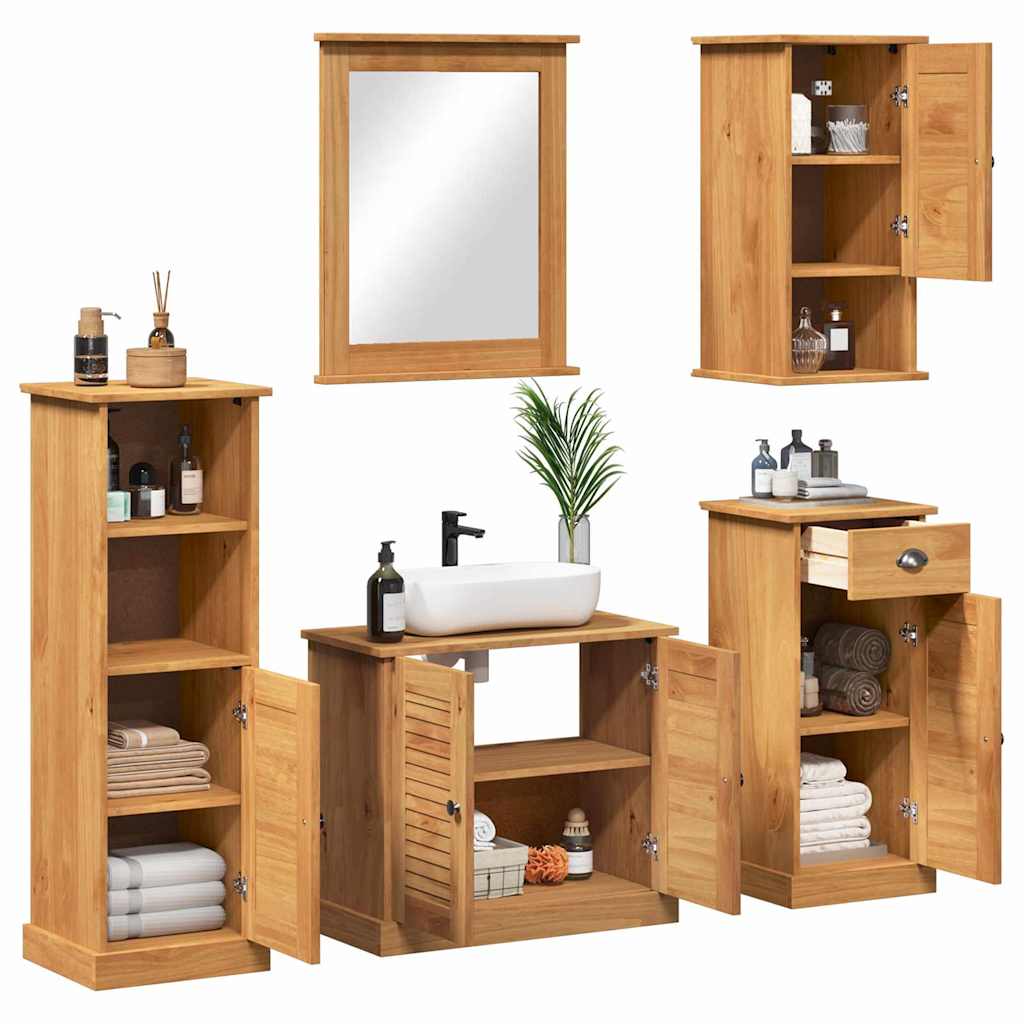 vidaXL Ensemble de meubles de salle de bain VIGO 5 pcs Marron miel Bois de pin massif