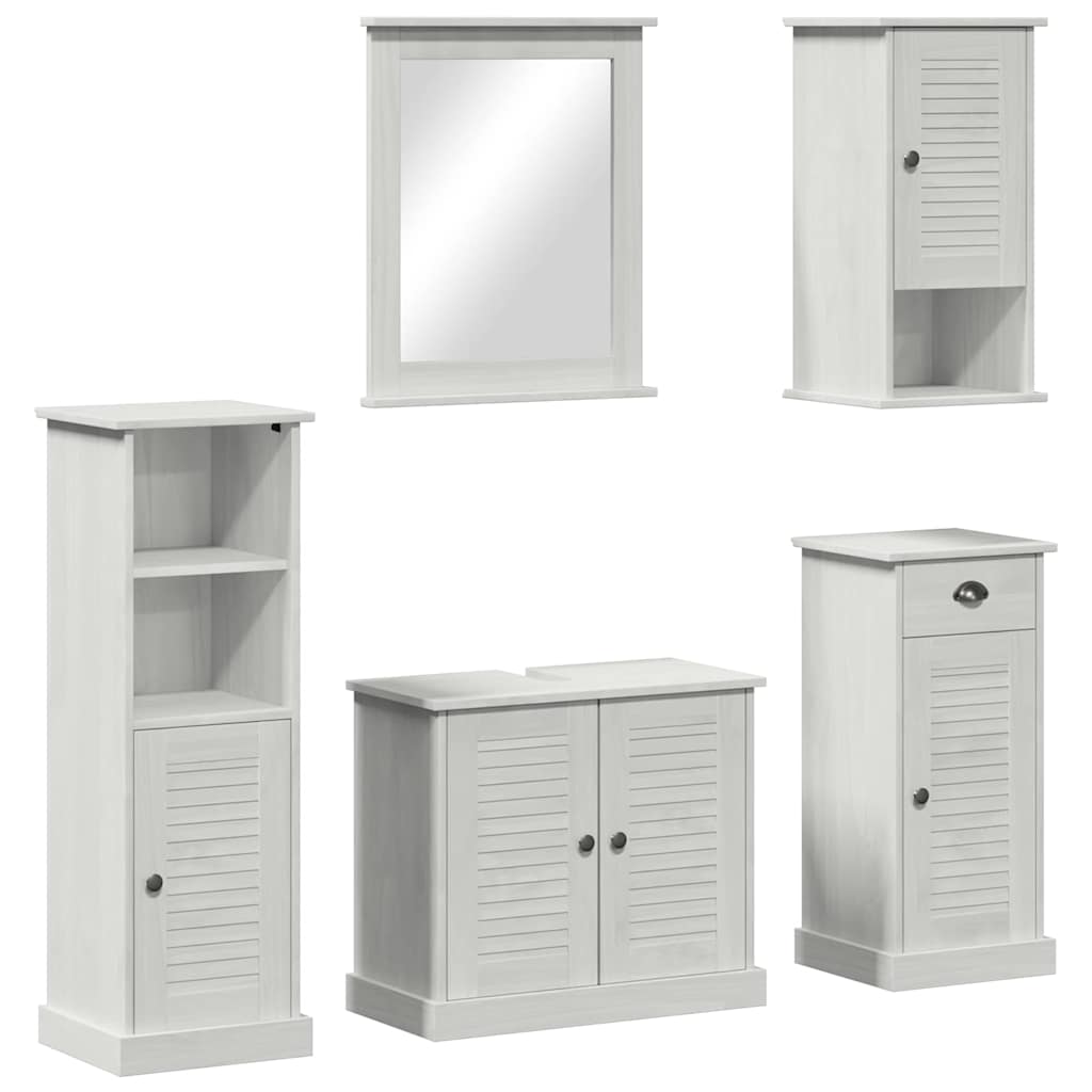 vidaXL Ensemble de meubles de salle de bain VIGO 5 pcs Blanc antique Bois de pin massif