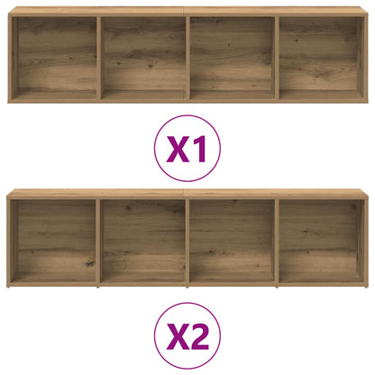 vidaXL Buchschränke 3 Stück Artisan Eiche Holzwerkstoff