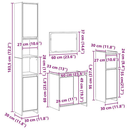 4-tlg. Badmöbel-Set Altholz-Optik Holzwerkstoff