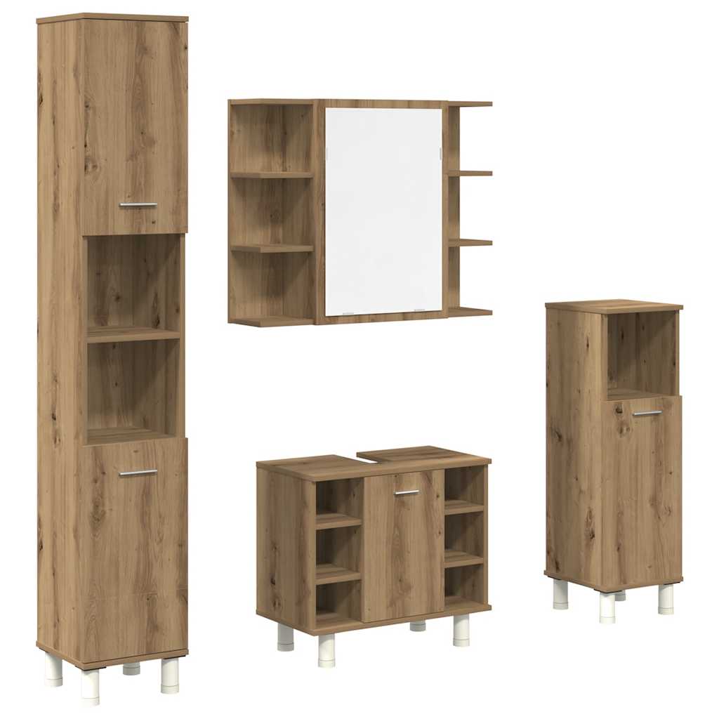 vidaXL Meuble de salle de bain 4 pcs Chêne artisanel Bois d'ingénierie