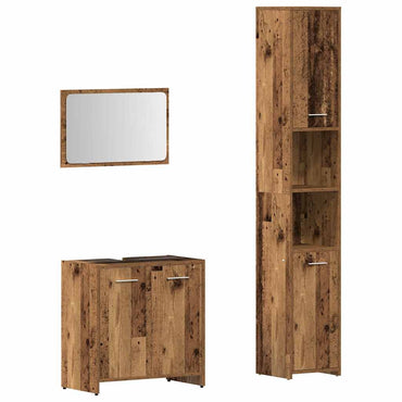 vidaXL Ensemble de meubles de salle de bain 3 pcs Effet bois de récupération Bois d'ingénierie
