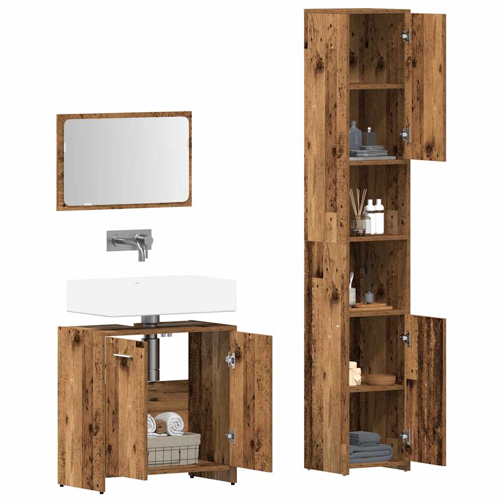 vidaXL Ensemble de meubles de salle de bain 3 pcs Effet bois de récupération Bois d'ingénierie