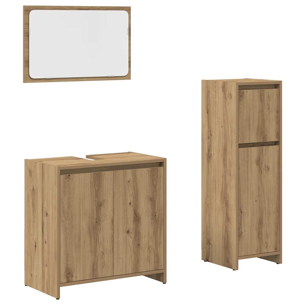 vidaXL 3-tlg. Badmöbel-Set Artisan-Eiche Holzwerkstoff