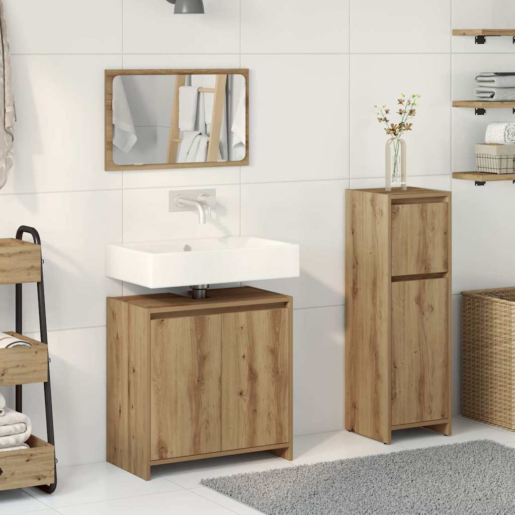 vidaXL 3-tlg. Badmöbel-Set Artisan-Eiche Holzwerkstoff
