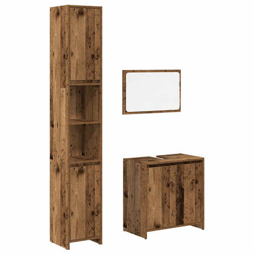 vidaXL Meuble de salle de bain 3 pcs, aspect vieux bois, bois d'ingénierie