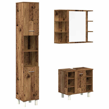 vidaXL Ensemble de meubles de salle de bain 3 pcs Effet bois de récupération Bois d'ingénierie