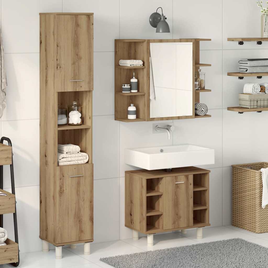 vidaXL 3-tlg. Badmöbel-Set Artisan-Eiche Holzwerkstoff