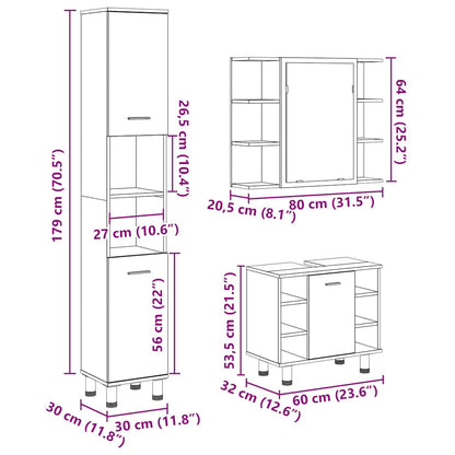 vidaXL 3-tlg. Badmöbel-Set Artisan-Eiche Holzwerkstoff