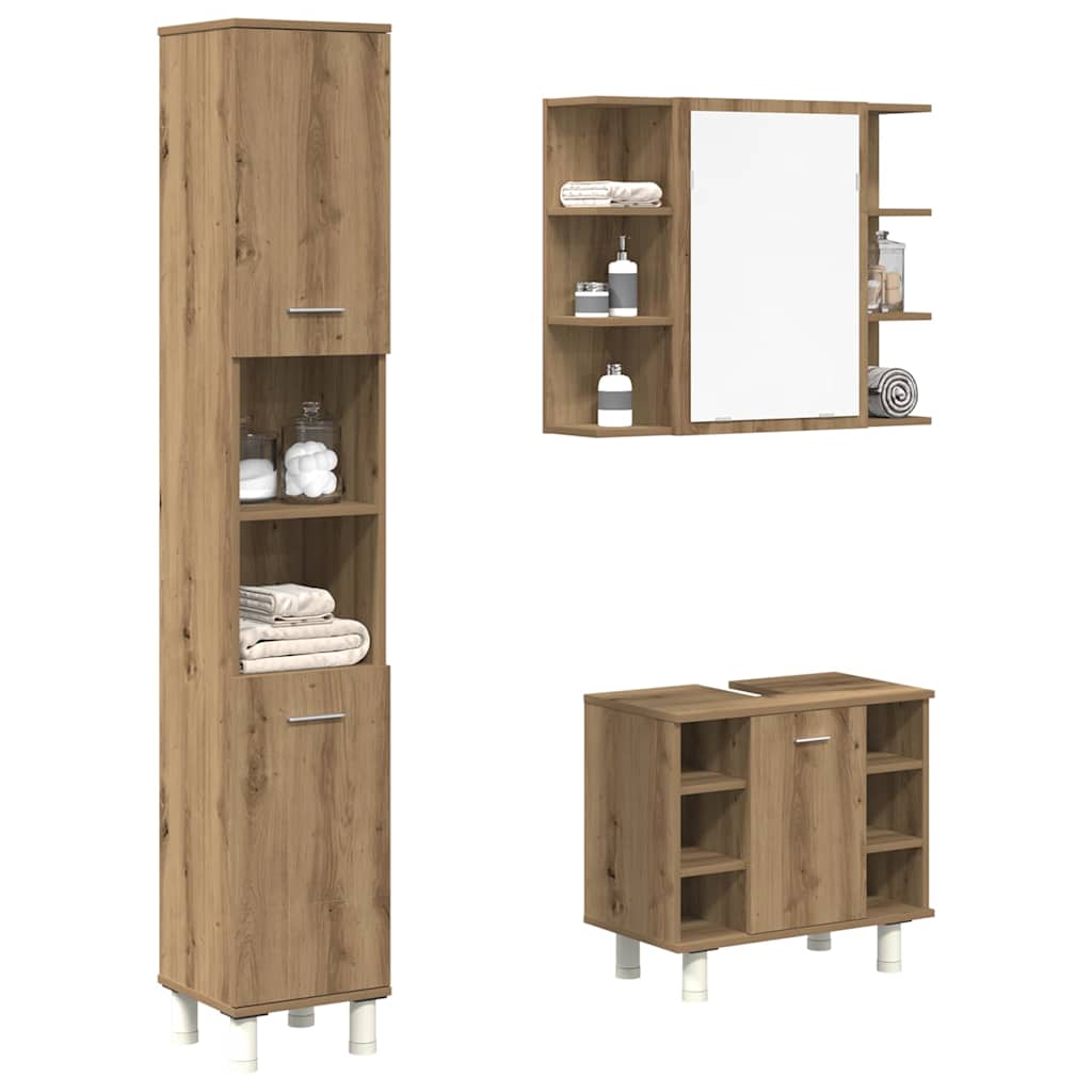 vidaXL 3-tlg. Badmöbel-Set Artisan-Eiche Holzwerkstoff