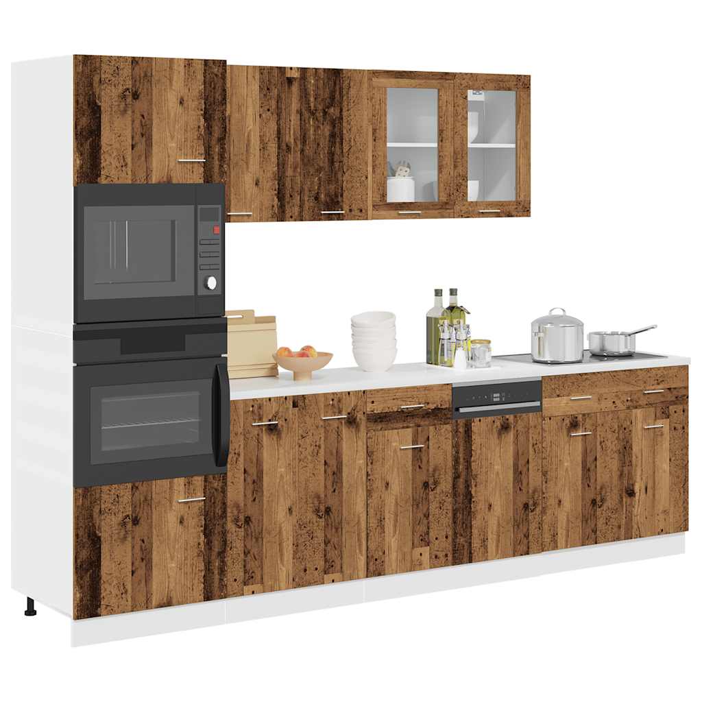 vidaXL Meuble de cuisine 7 pcs Lyon aspect bois de récupération bois d'ingénierie