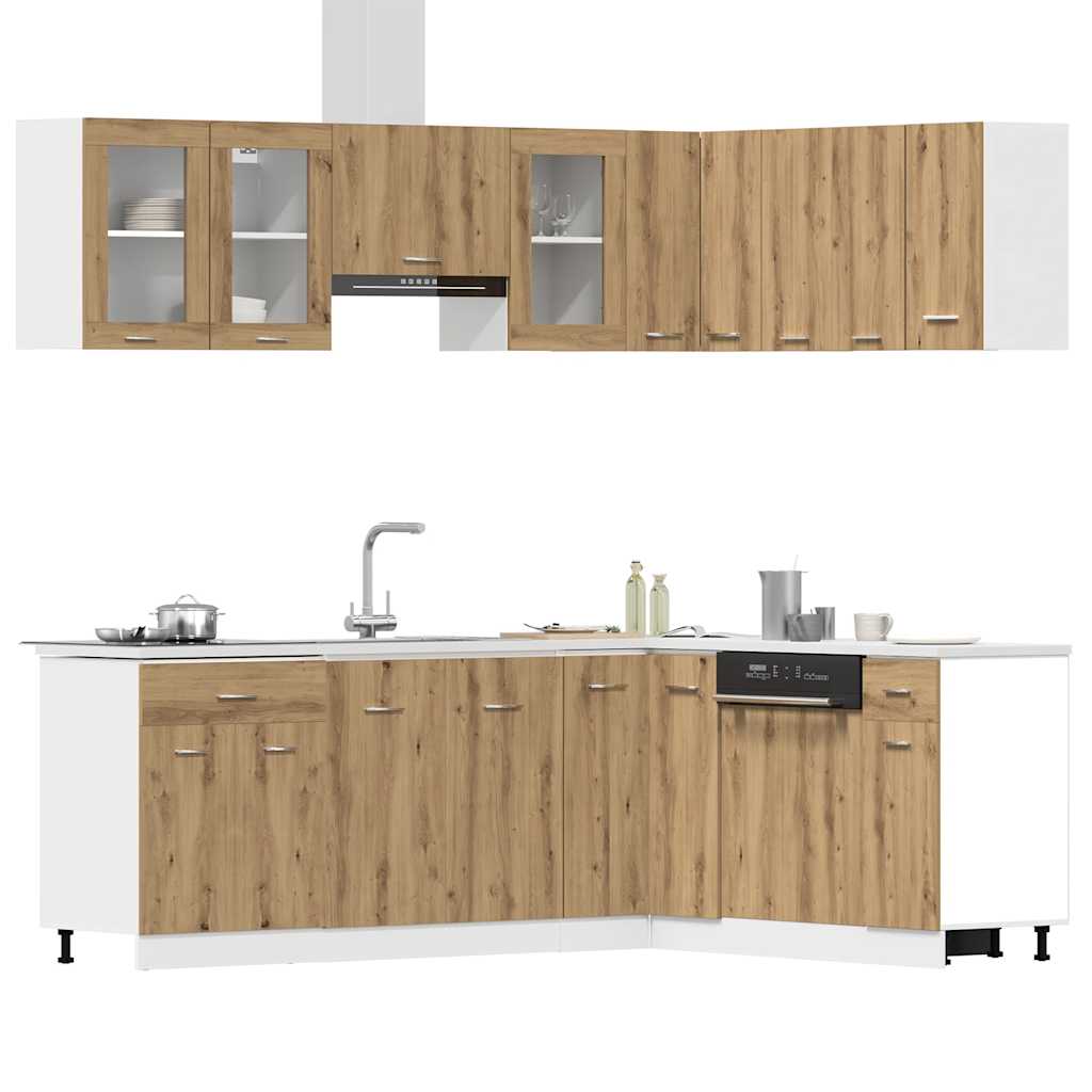 vidaXL Ensemble de 11 armoires de cuisine Chêne artisanat Lyon Bois d'ingénierie