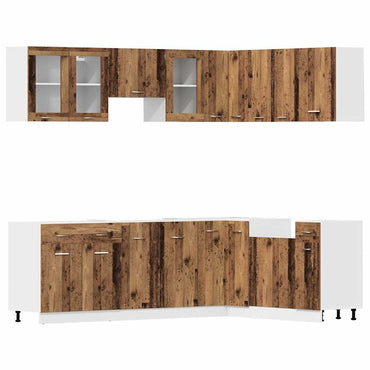 vidaXL 11-tlg. Küchenschrank-Set Lyon Altholz-Optik Holzwerkstoff