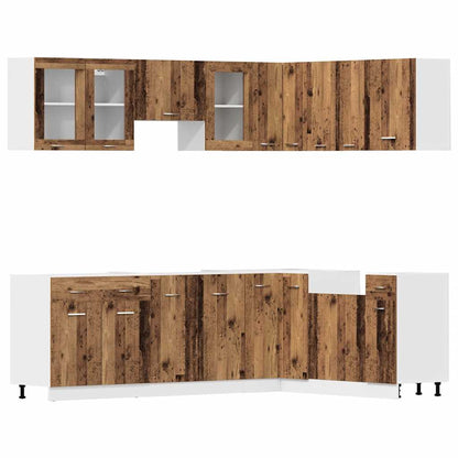 vidaXL 11-tlg. Küchenschrank-Set Lyon Altholz-Optik Holzwerkstoff