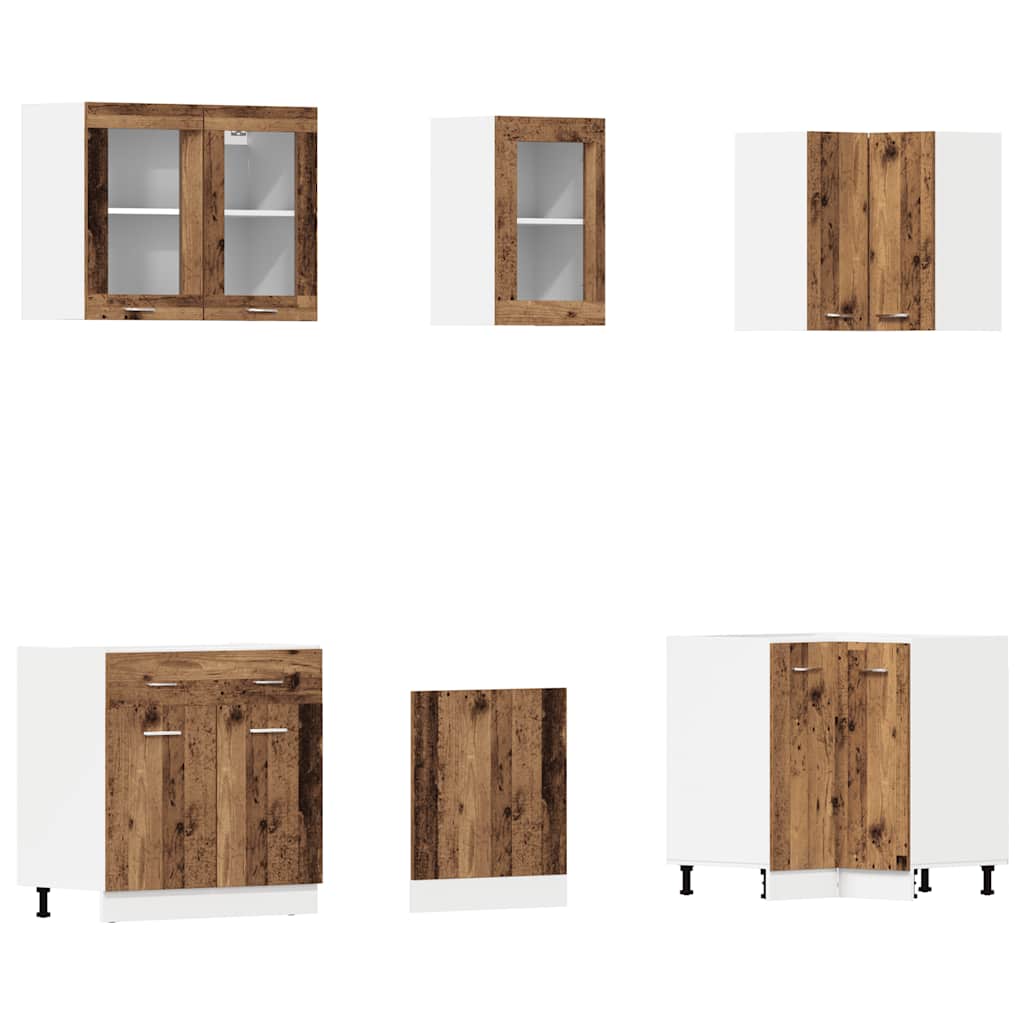 vidaXL 11-tlg. Küchenschrank-Set Lyon Altholz-Optik Holzwerkstoff