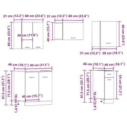 vidaXL 11-tlg. Küchenschrank-Set Lyon Altholz-Optik Holzwerkstoff
