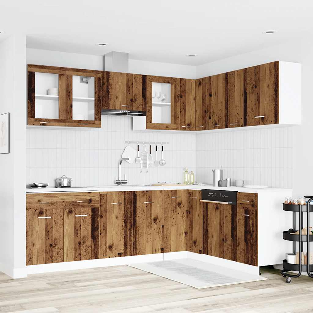 vidaXL 11-tlg. Küchenschrank-Set Lyon Altholz-Optik Holzwerkstoff