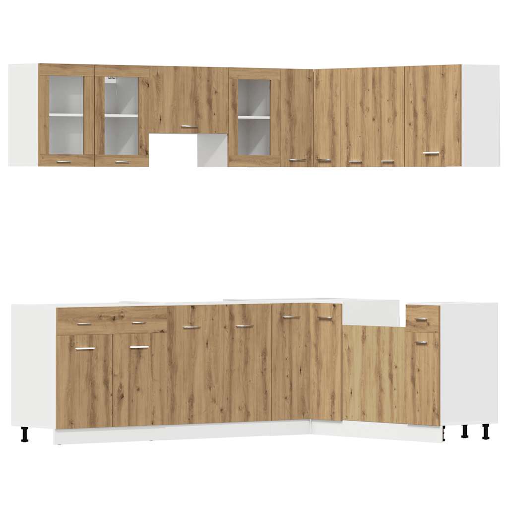 vidaXL 11-tlg. Küchenschrank-Set Lyon Artisan-Eiche Holzwerkstoff