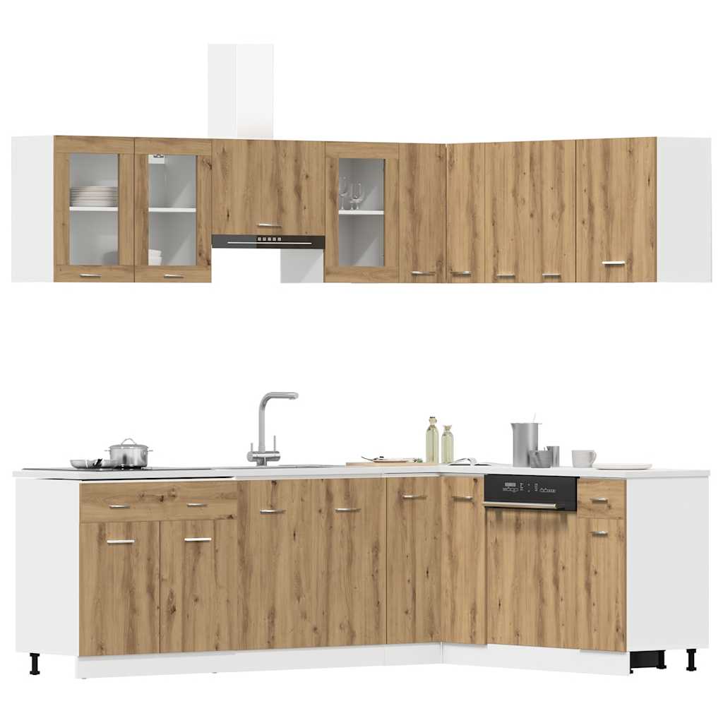 vidaXL 11-tlg. Küchenschrank-Set Lyon Artisan-Eiche Holzwerkstoff