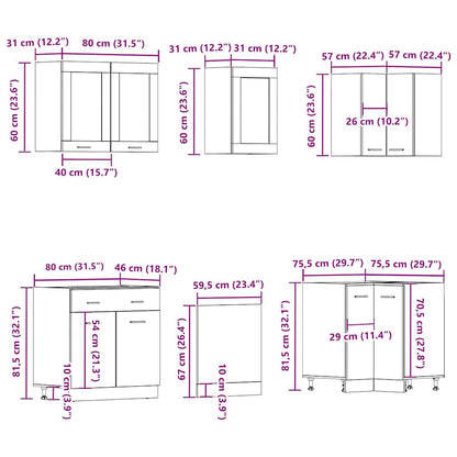 vidaXL 11-tlg. Küchenschrank-Set Lyon Artisan-Eiche Holzwerkstoff
