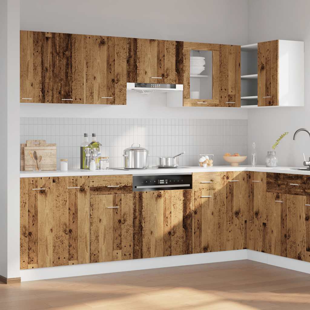 vidaXL 11-tlg. Küchenschrank-Set Lyon Altholz-Optik Holzwerkstoff