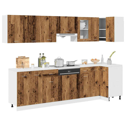 vidaXL 11-tlg. Küchenschrank-Set Lyon Altholz-Optik Holzwerkstoff