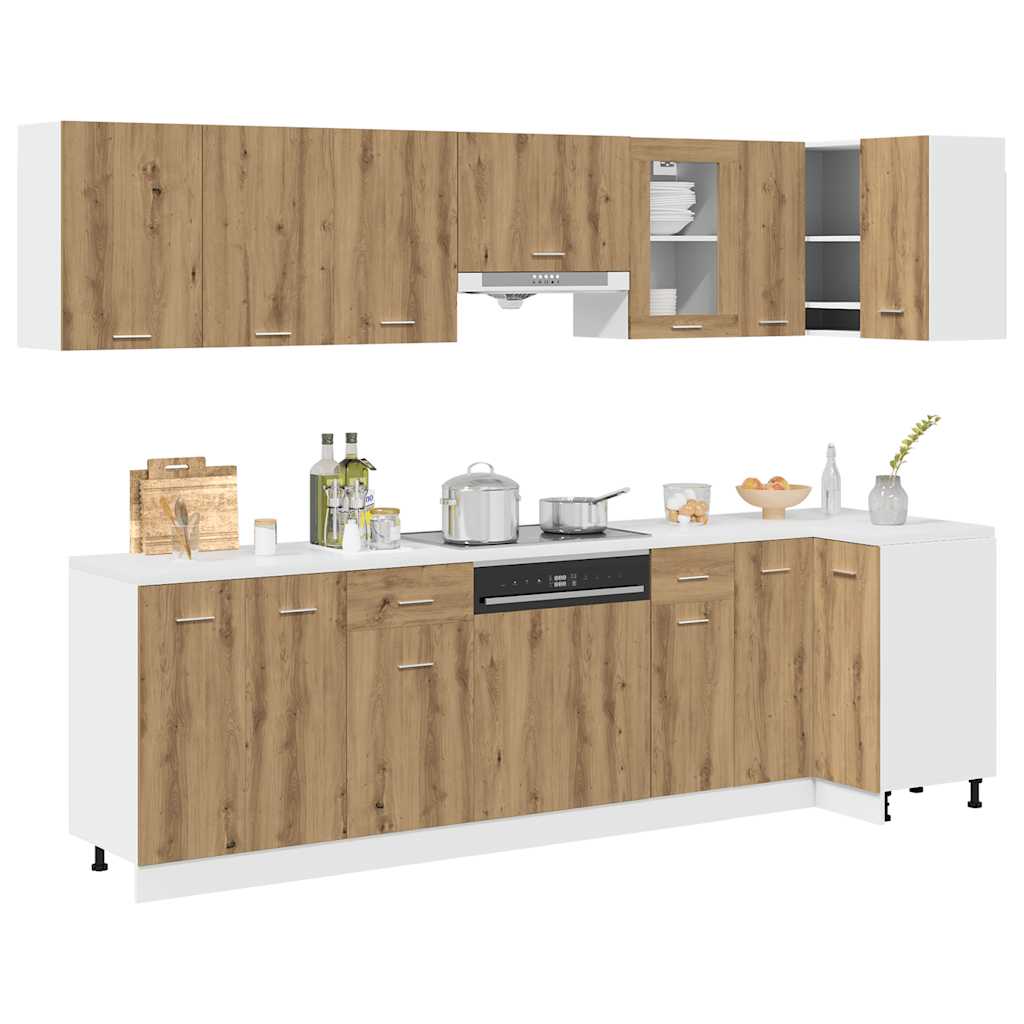vidaXL 11-tlg. Küchenschrank-Set Lyon Artisan-Eiche Holzwerkstoff